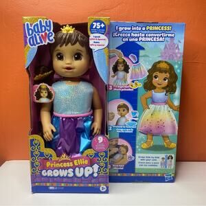 Baby Alive Princess Ellie Grows Up 15” Doll - Brown Hair, Brown Eyes
